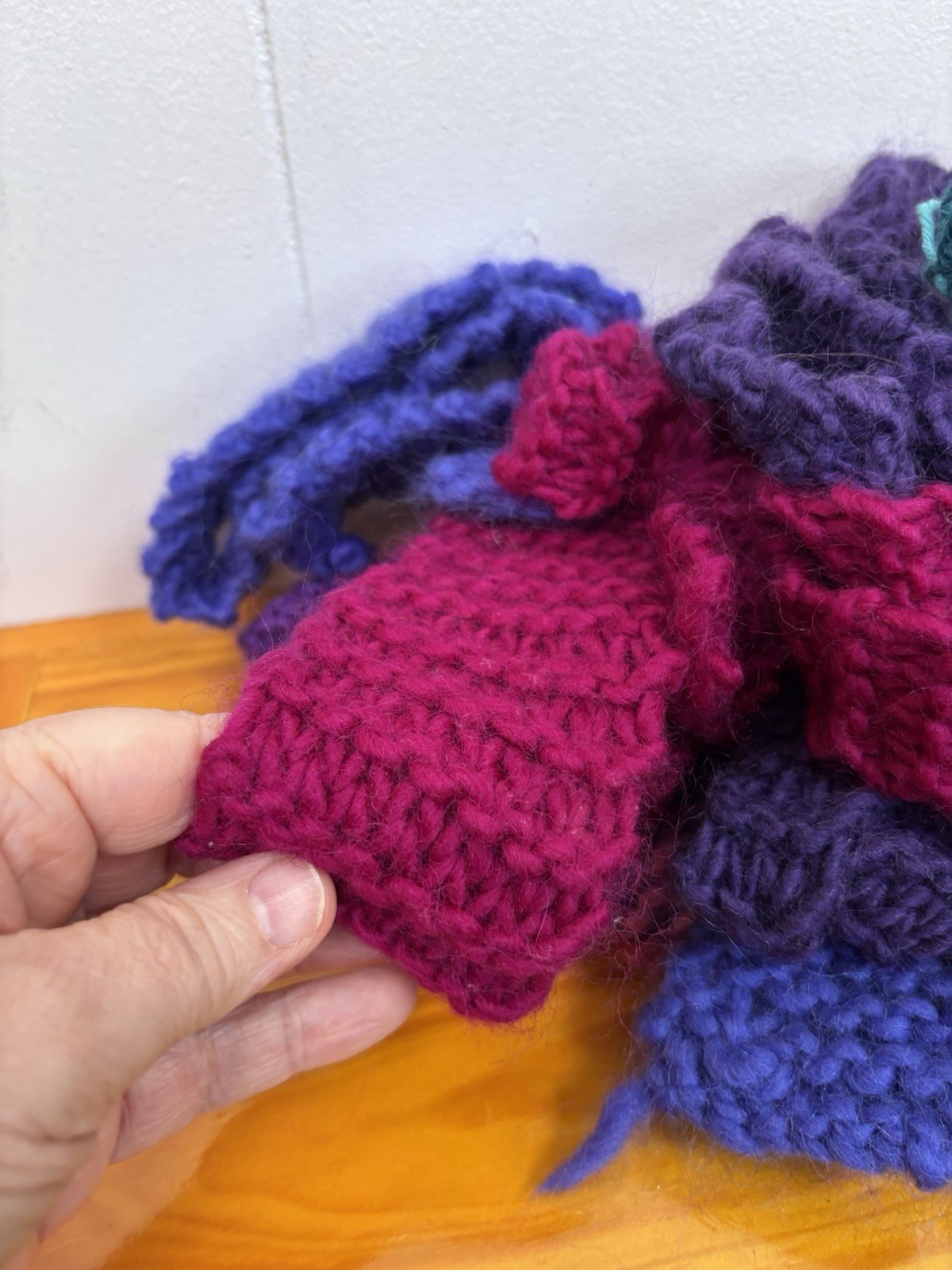 Mixed Lot Of Abandoned Knitting Projects Variety Unfinished Colorful Scrap Yarn