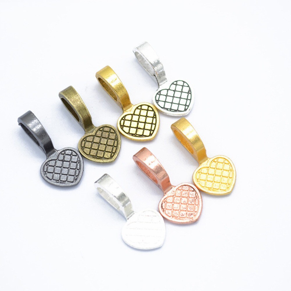 100Pcs Heart Glue on Bail Charm Pendants Earring Charms for DIY Jewelry Making