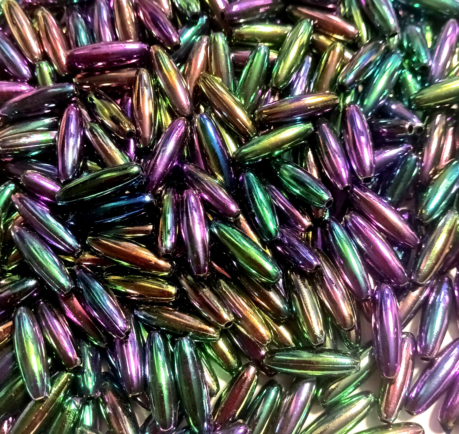 Spaghetti Beads 19mm Black AB Metallic 200pc Jolly Store Crafts DIY jewelry