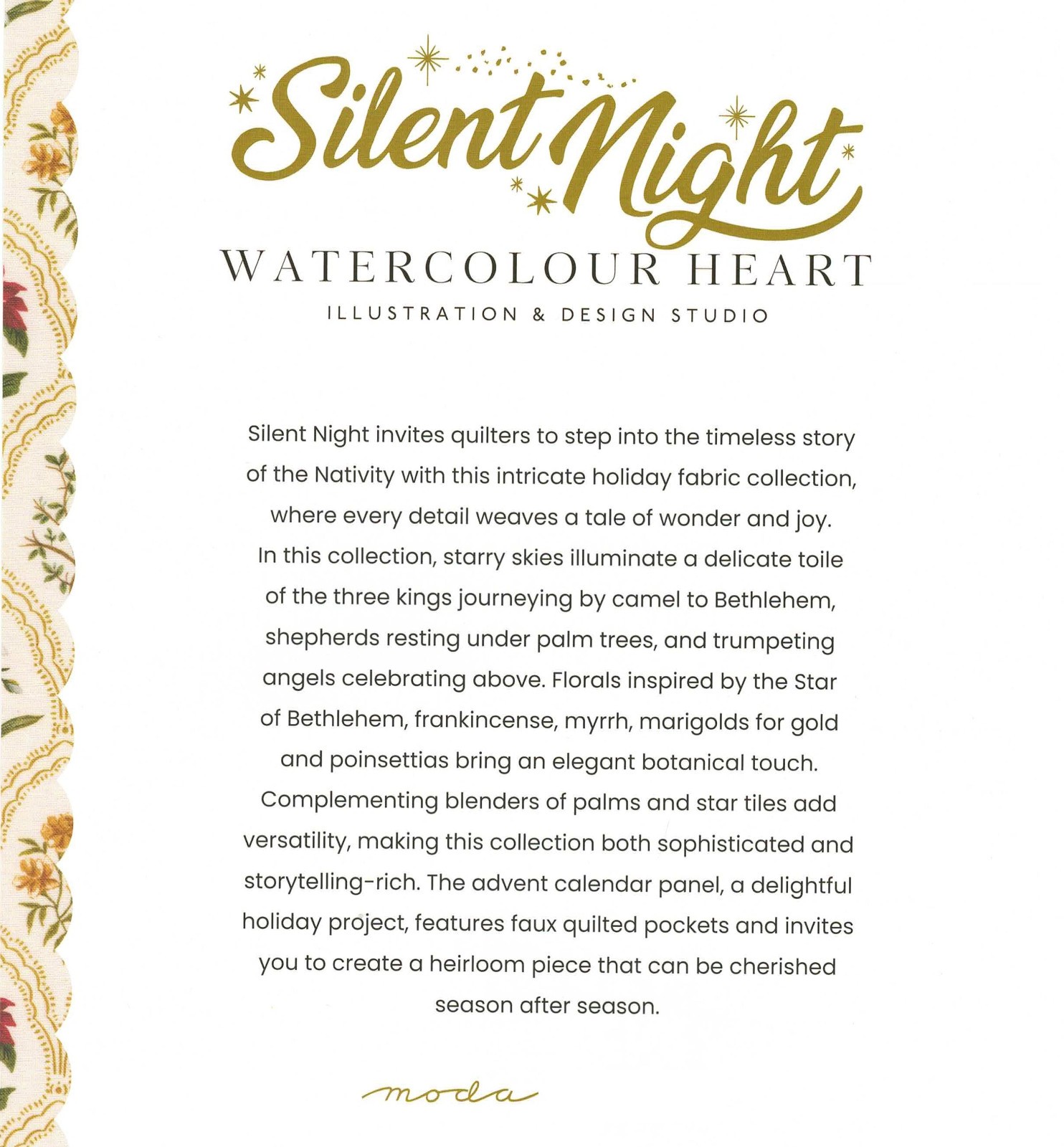 Moda SILENT NIGHT Charm Pack, 100% Cotton 5-inch Precut Fabric Squares (42 pcs)