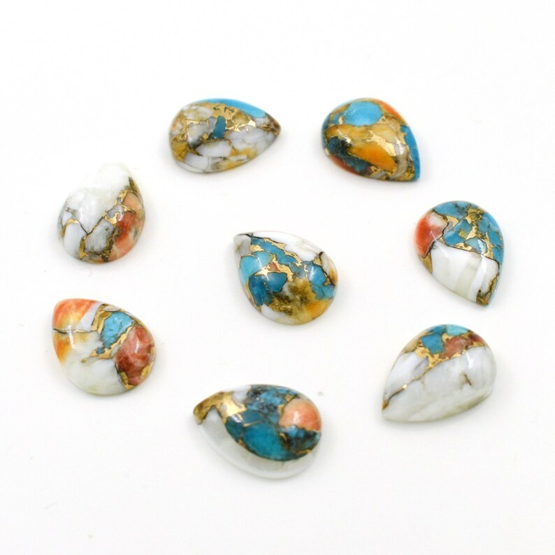 Wholesale Oyster Copper Turquoise Cabochon Pear shape Loose Gemstone Lot Jewlery