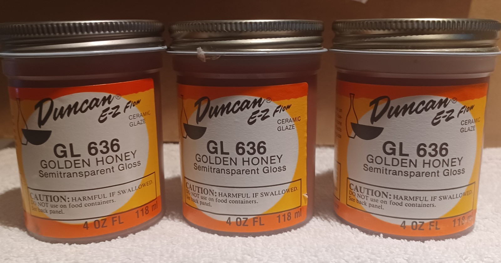 Duncan Discontinued RARE “GL” Semi-Transp. Gloss Glaze Golden Honey Color 4 oz