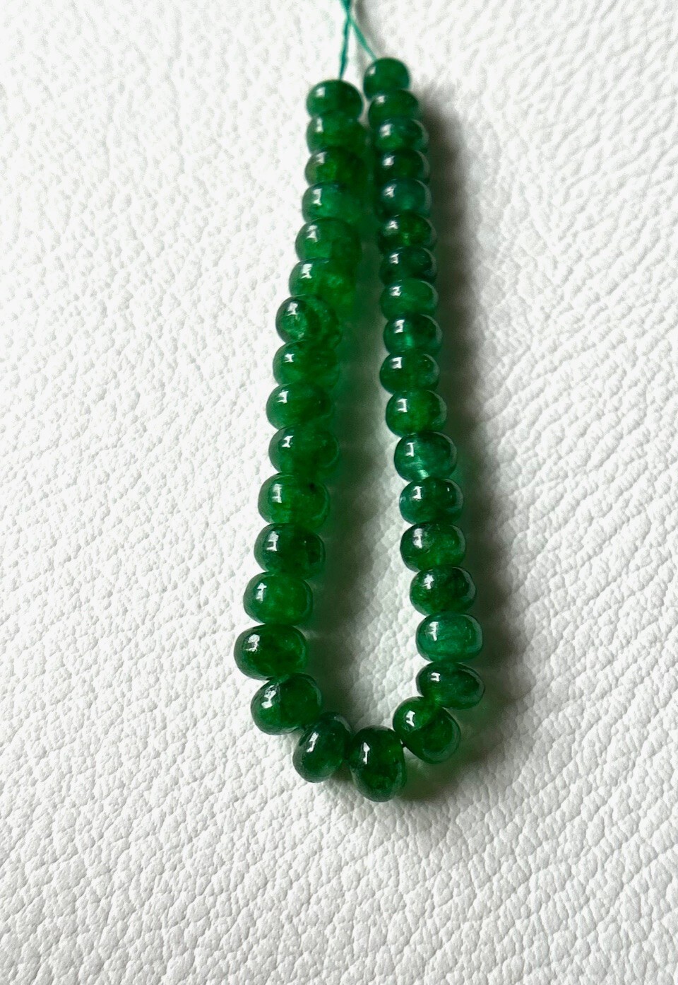 AAA-Natural Emerald Smooth Rondelle Hand Polished Loose Emerald Beads Gemstone