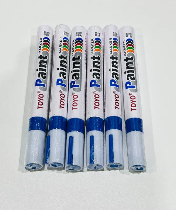 Tire Lettering Paint Pen Blue Waterproof Permanent Automotive Marker 6 Pack