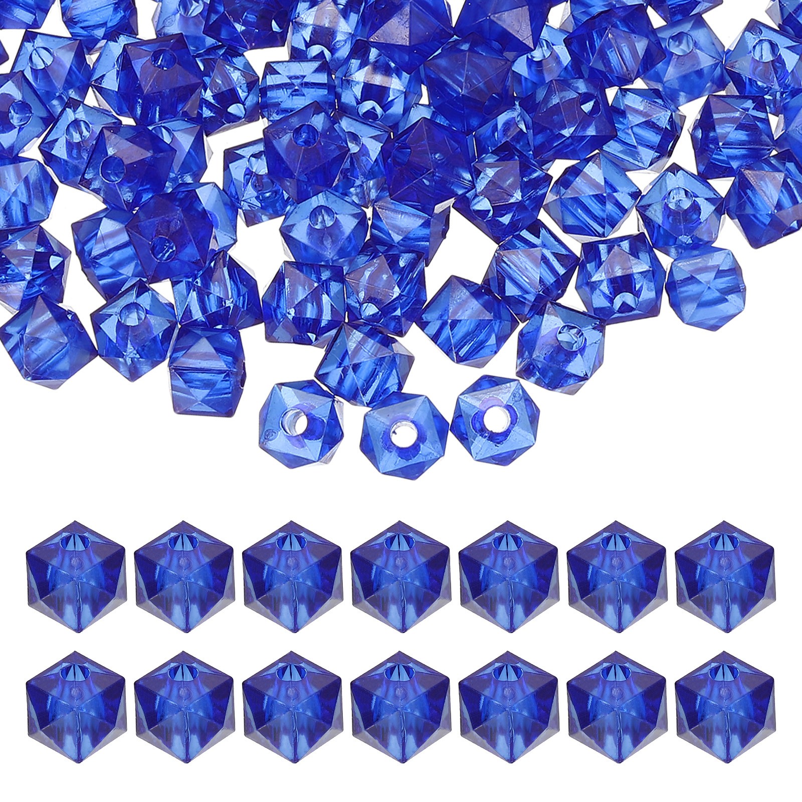 200 Pcs 10mm Blue Acrylic Cube Faceted Beads Diamond Spacer Beads for Craft