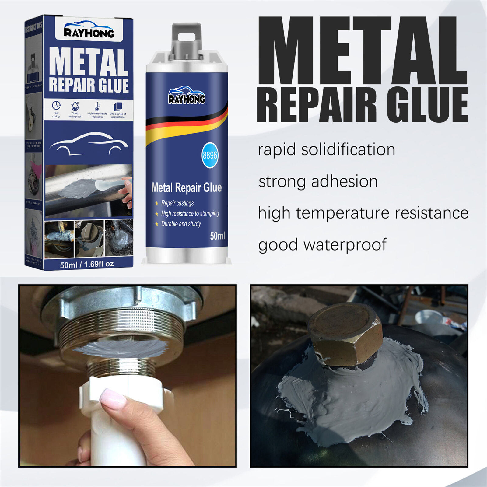 2 Sets Metal Repair Paste AB Casting Repair Glue Industrial Heat Cold Weld 50ml