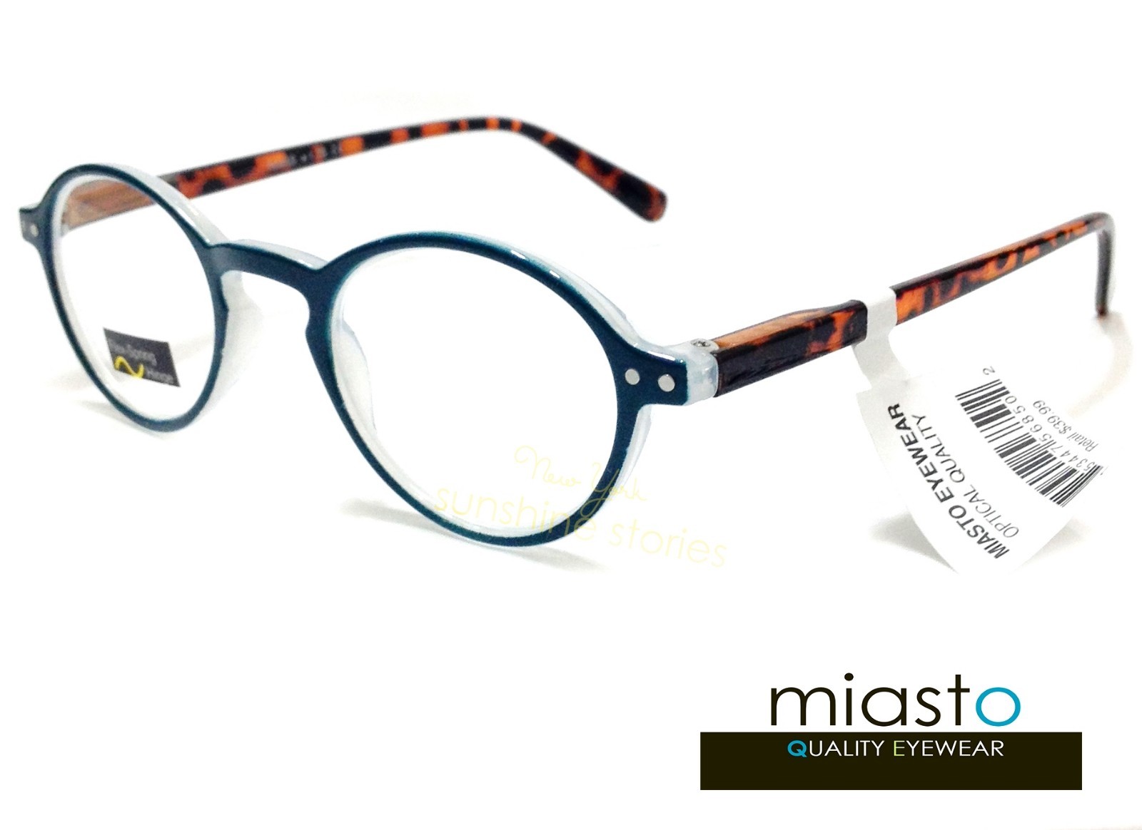 NWT$39.99 MIASTO RETRO ROUND KEYHOLE PREPPY READER VINTAGE READING SPECS GLASSES