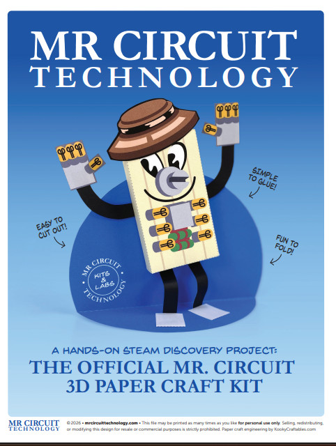 Mr Circuit Paper Craft Kit – Fun for all ages -by Kooky Craftables STEM activity