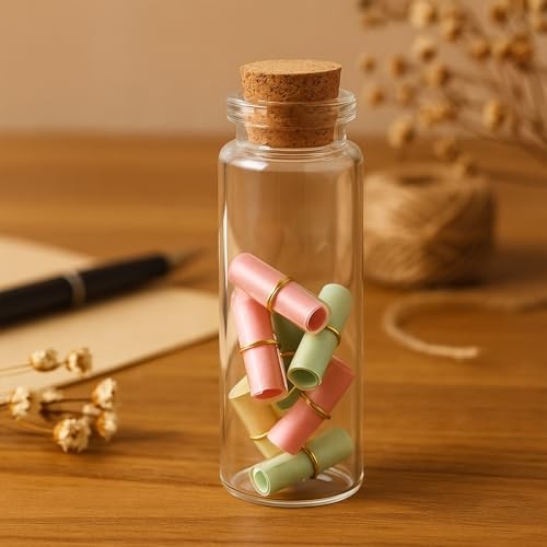 10Packs 20ml Small Clear Glass Bottles with Corks Mini Transparent Vials with