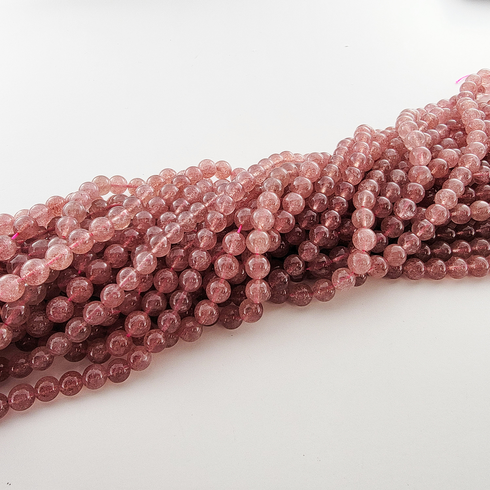 Strawberry Quartz Beads Genuine Gemstone Natural Smooth Round 4mm 6mm 8mm 10mm