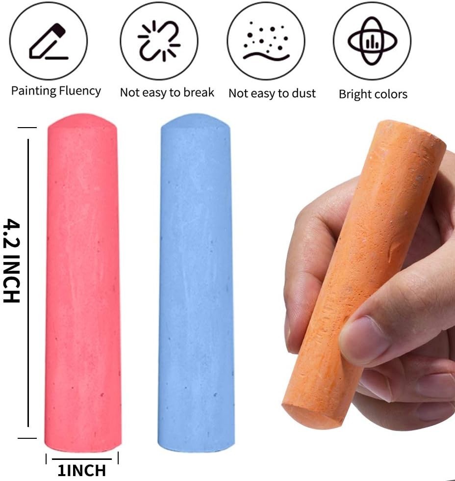 162 Pack of 18 Colors Jumbo Washable Sidewalk Chalk – Non-Toxic Fun for All Ages