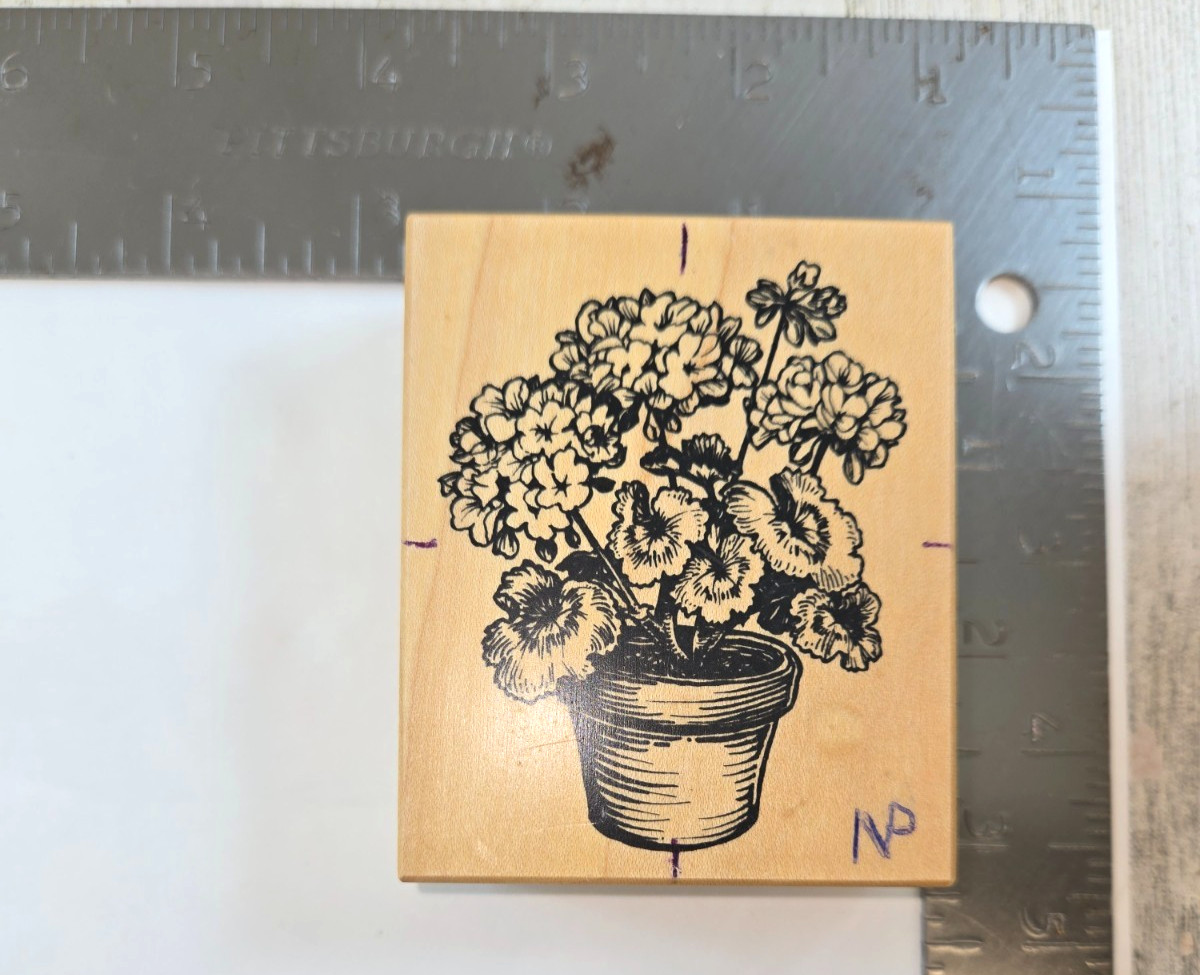 PSX Geranium in Flower Pot G-2009 Rubber Stamp 1996