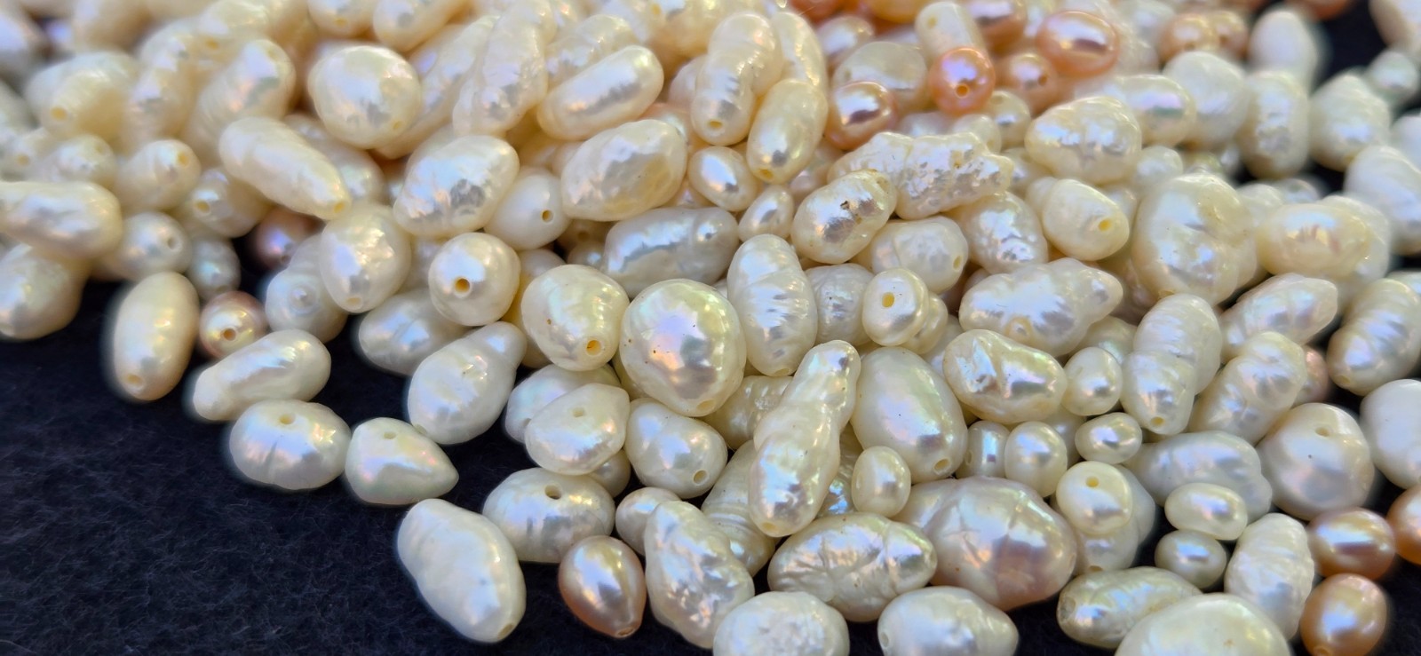 Vtg Lot of 50 Gram Genuine Freshwater Pink Biwa Natural Pearl Rice Baroque Beads