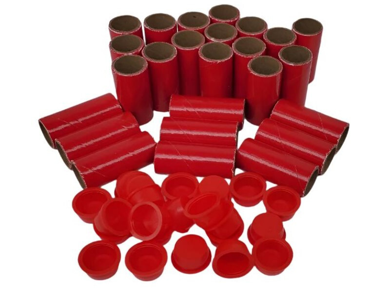 25pc M80 Fireworks Gloss Red Tubes and Plug kit 9/16″ x 1-1/2″ x 1/16″