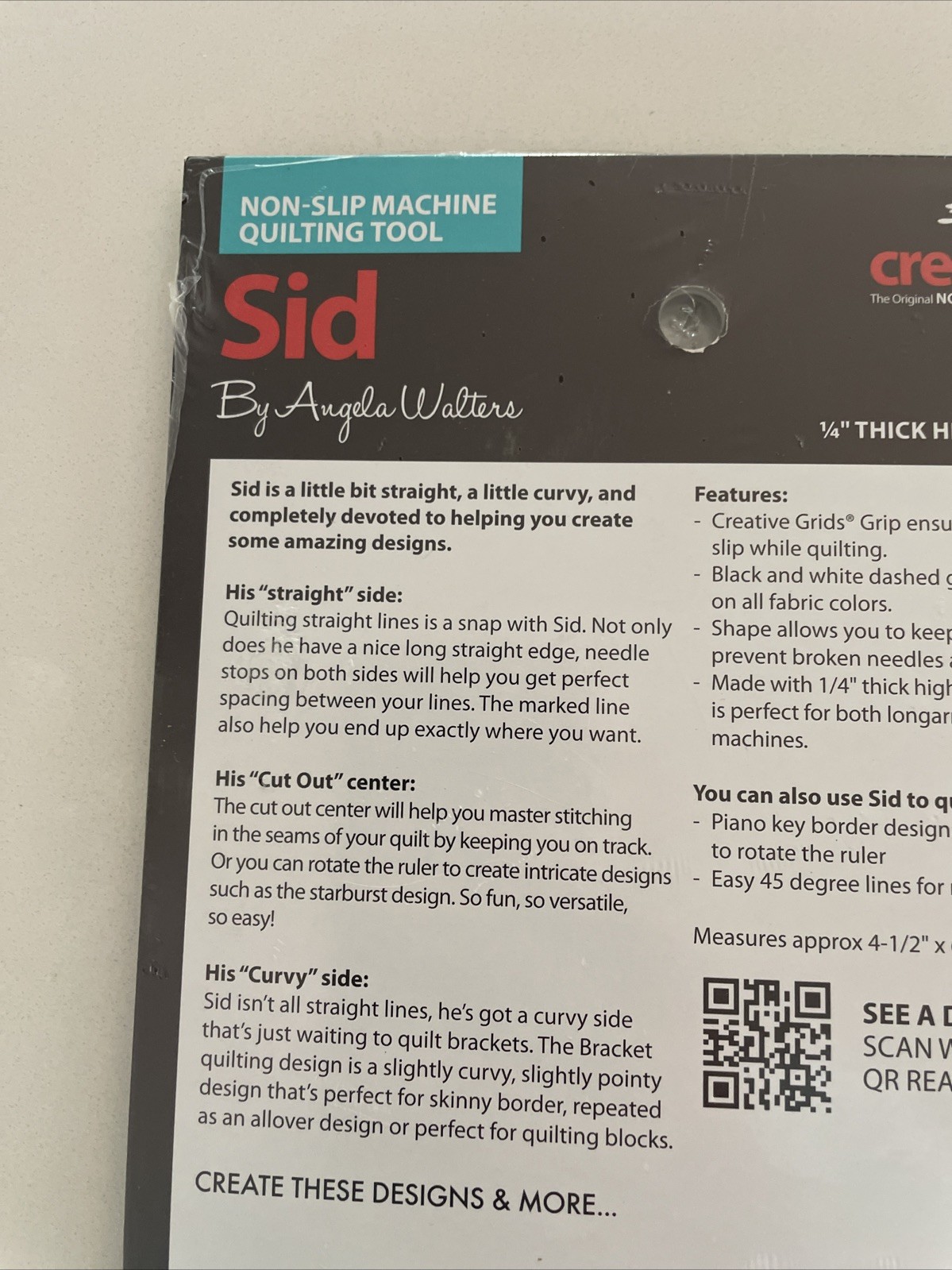 Genuine Creative Grids Non-Slip Machine Quilting Tool – Sid By Angela Walters
