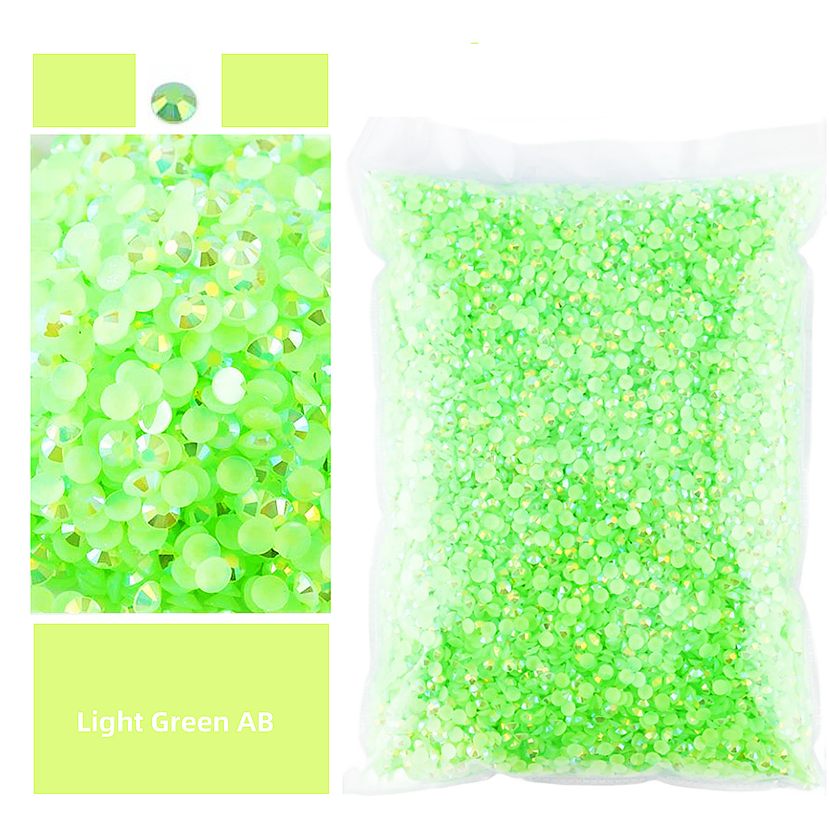 Bulk 2-6mm Jelly AB Resin Non Hot Fix Rhinestones Flat Back