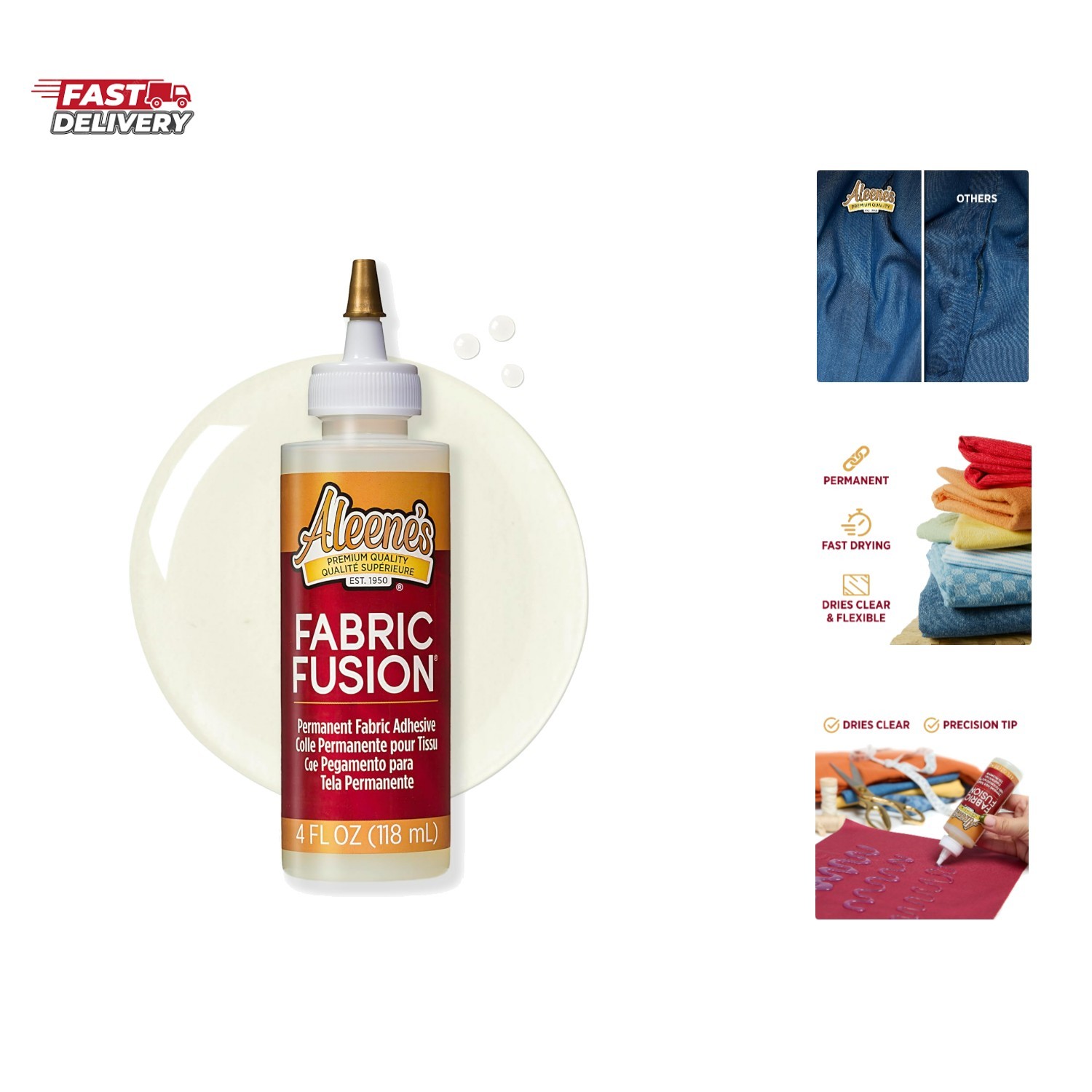Fabric Fusion Glue 4 oz, Permanent and Washable Adhesive, No-Sew Fabric Glue …