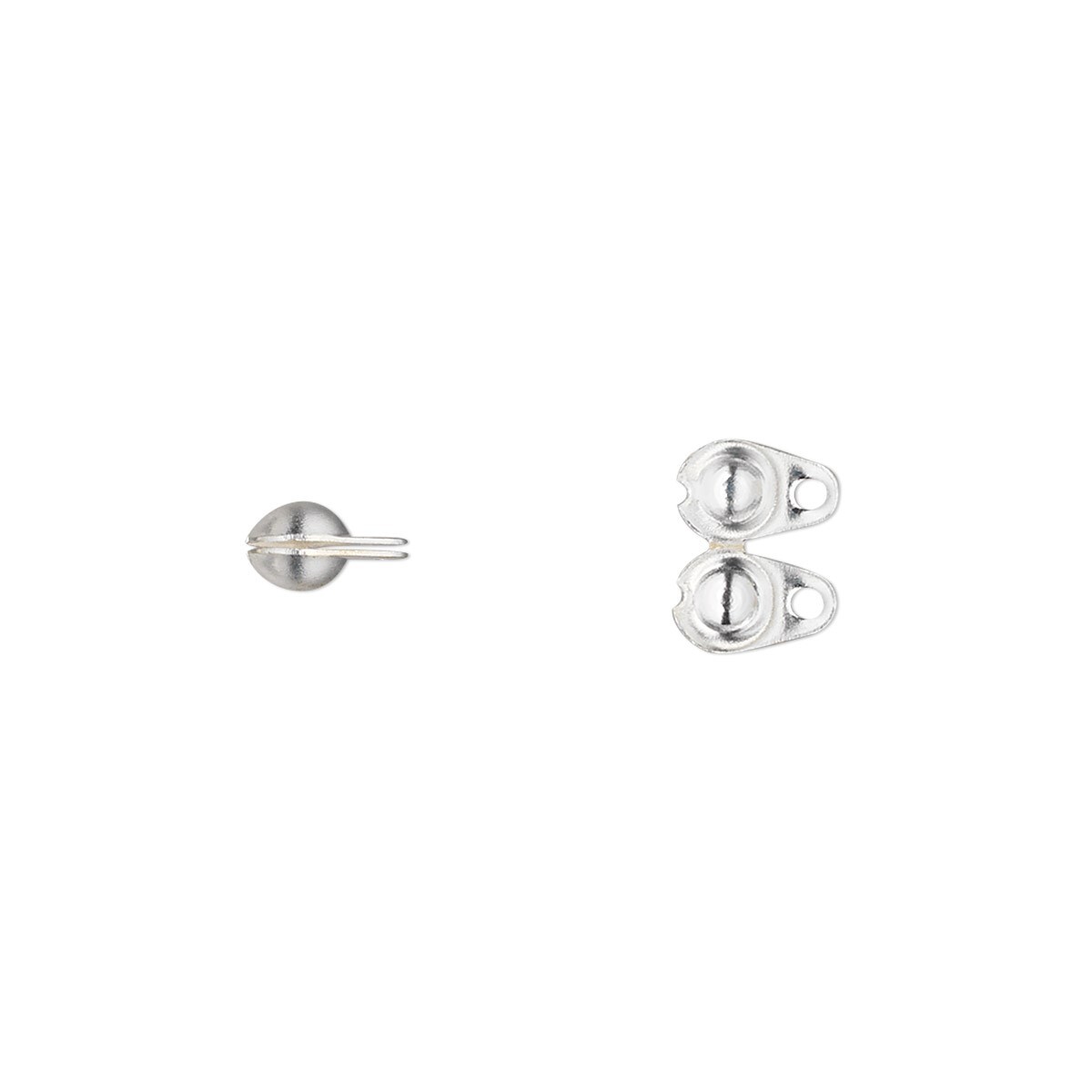 100 Silver Bead Brass 6.5×4.5mm Side Clamp Double Loop Bead Tips