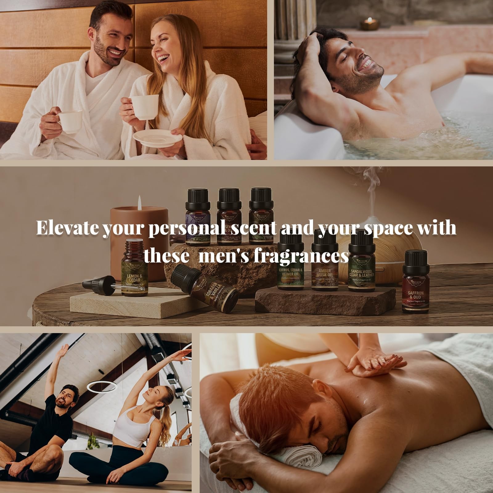 Men Essential Oils Set, Gift For Father, Masculine Fragrance Oils Blends For