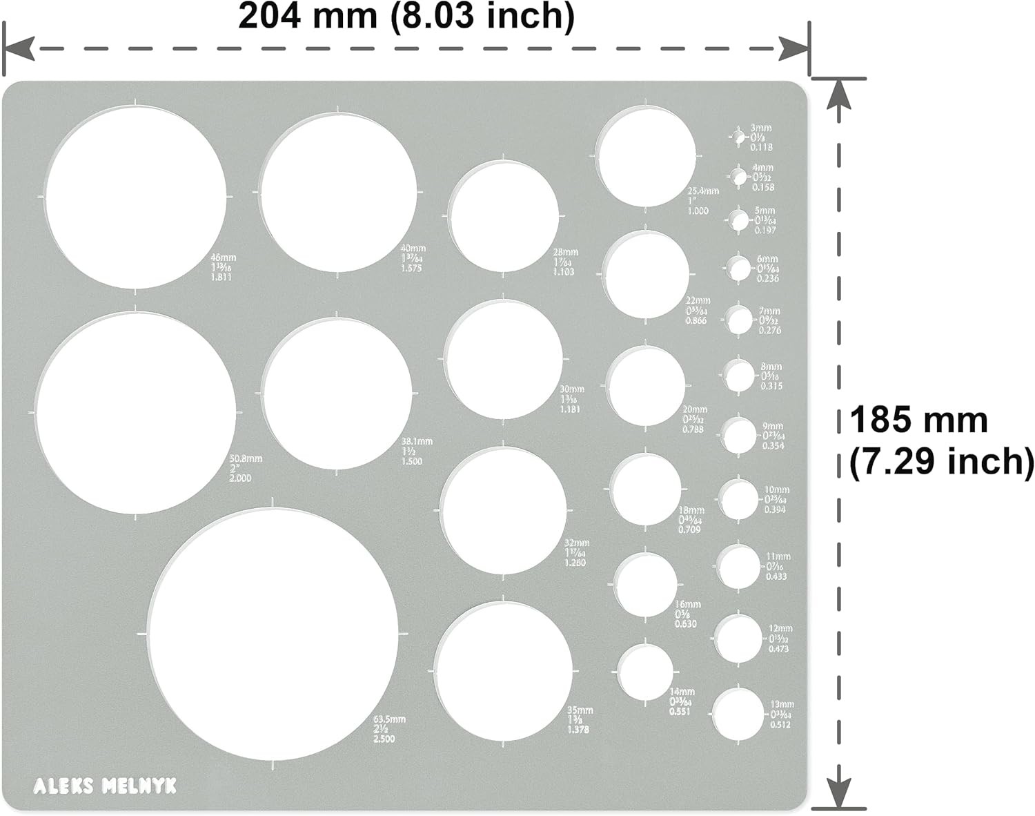 No.200 Metal Circle Template Metric, Circle Tracers for Drawing, Ruler, Template