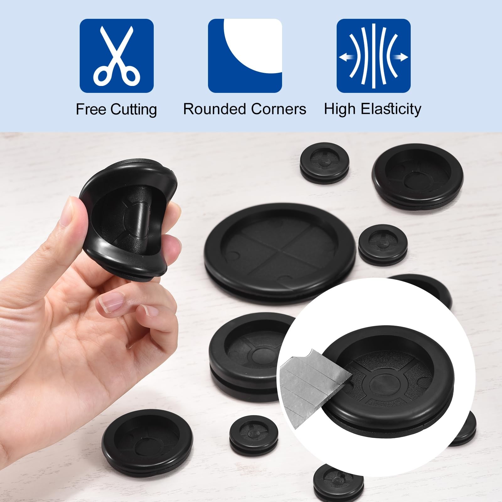 uxcell 8Pcs Rubber Grommets 1-1/8″ (30mm) Drill Hole, 1″ 1-1/8″DH,1″ID, black