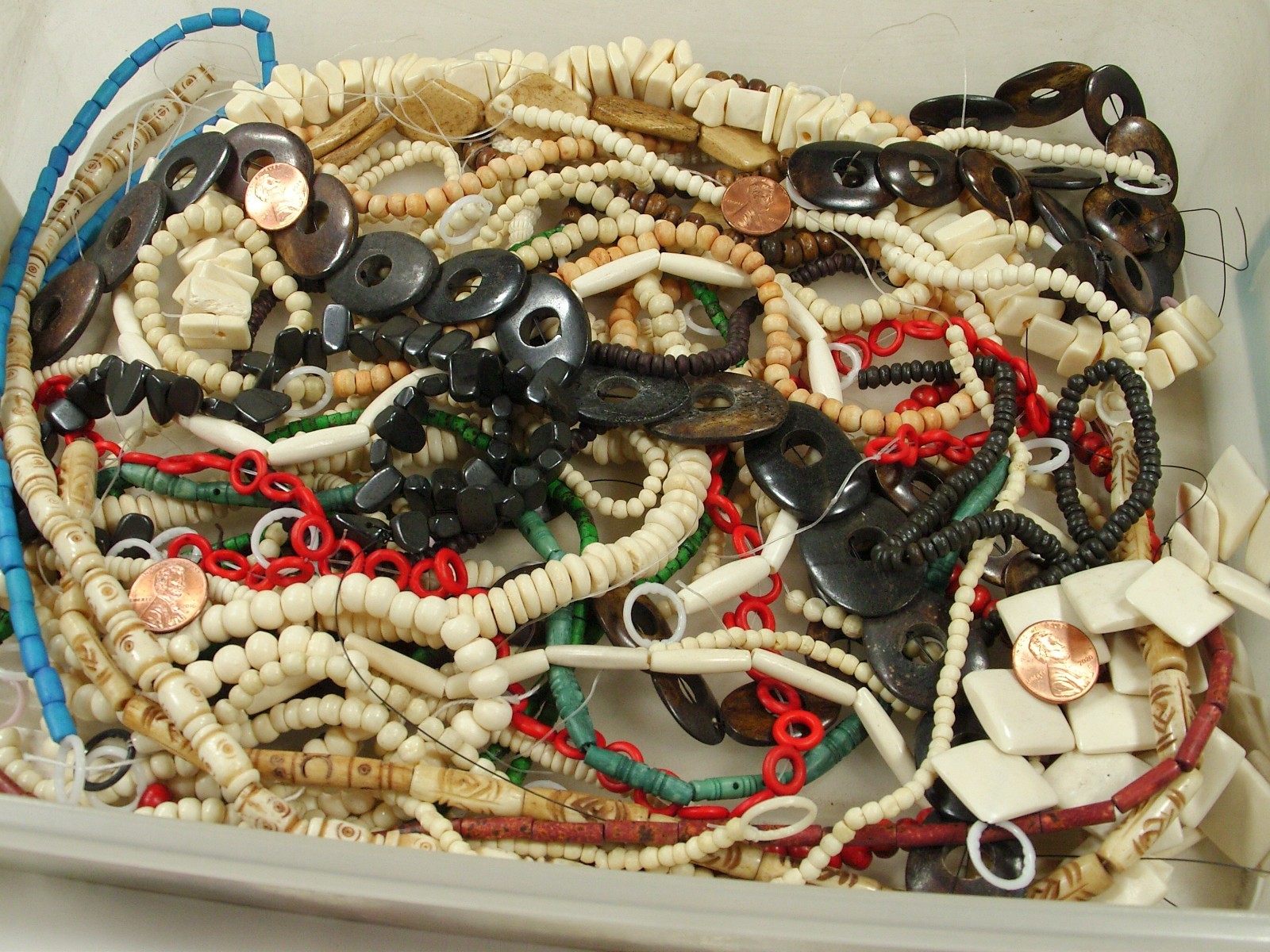 2 Pounds Assorted Shapes and Sizes India Water Buffalo Bone Beads Bulk (KRD-3) ⭐