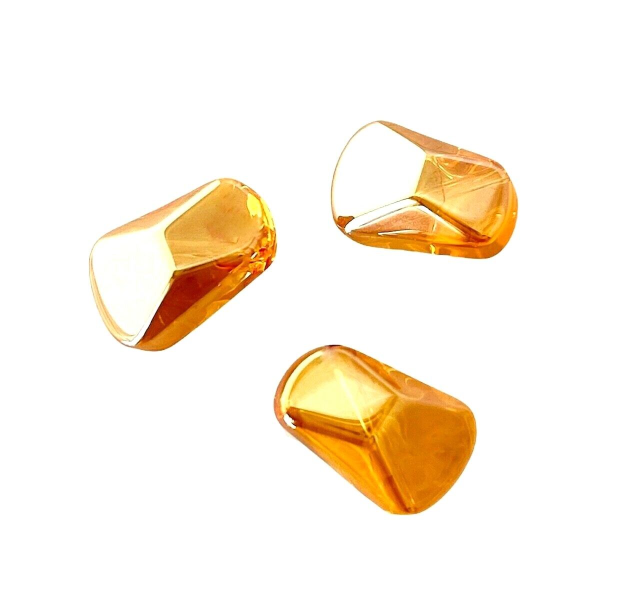 20 Celestial Crystal® Amber Orange Rainbow AB 16x10mm Polygon Glass Beads