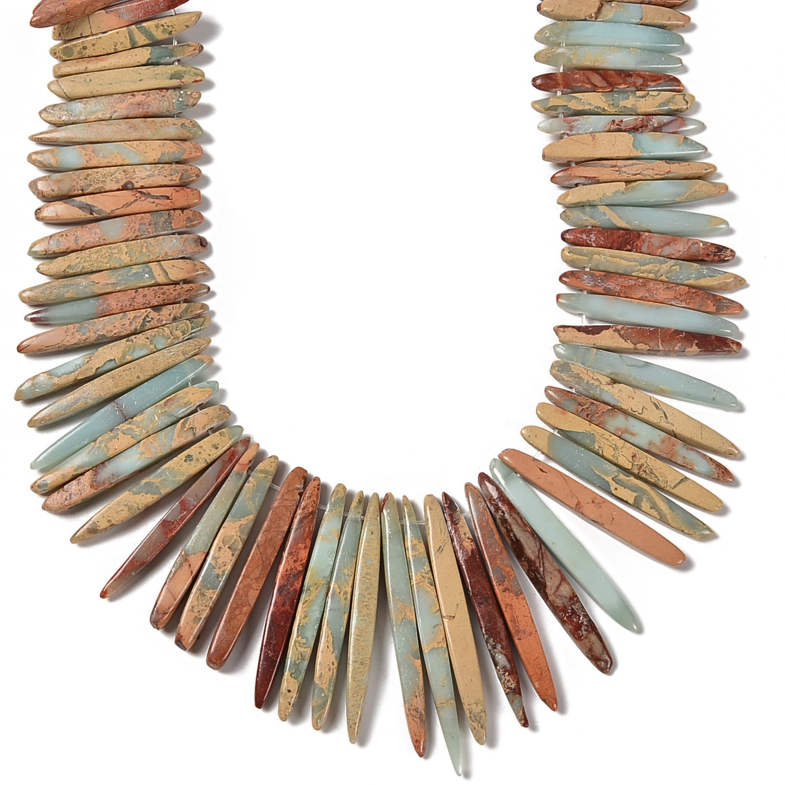 Aqua Terra Jasper Graduated Stick Point Beads Size 15-50mm 15.5” Strand