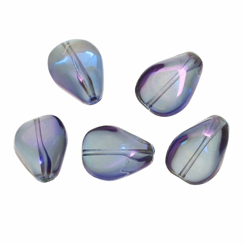 Blue Aurora Borealis Wholesale 18mm Teardrop Glass Beads G4304 – 10, 20 Or 50PCs
