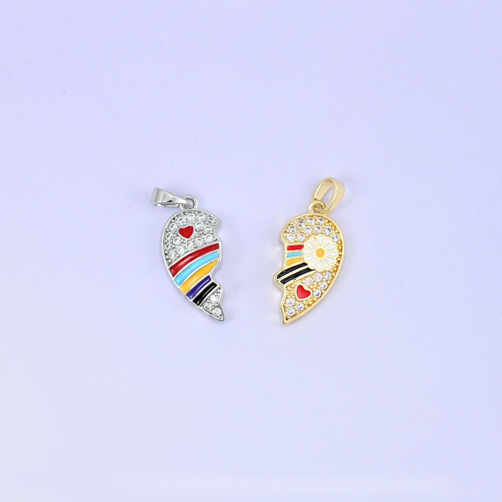 Magnetic Enamel Heart Friendship Zircon Pendants: 18K Gold Plated, Jewelry…
