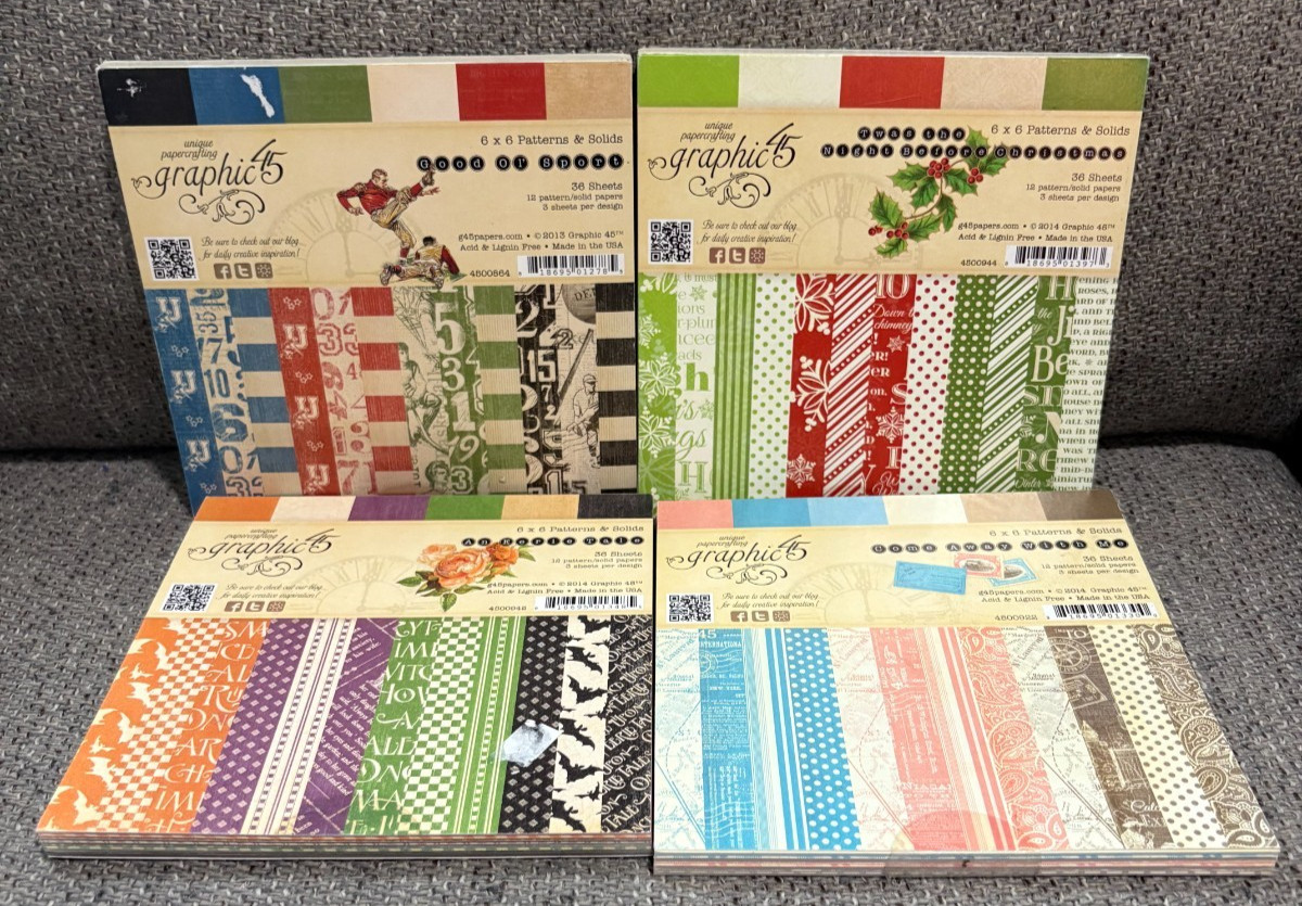 Graphic 45 paper 6×6 lot (see description for details)