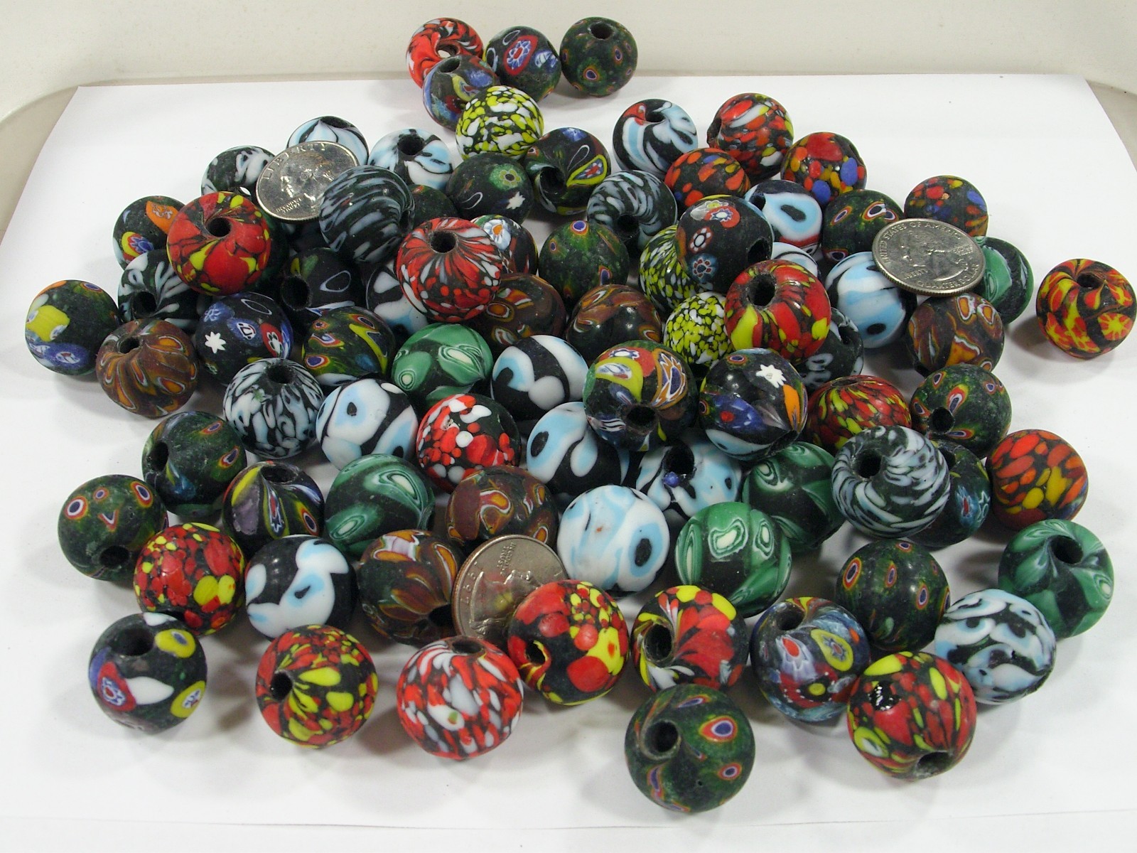 2 Pounds Large Multicolor India Handmade Millefiori Glass Beads Bulk (MNP-12B) ⭐