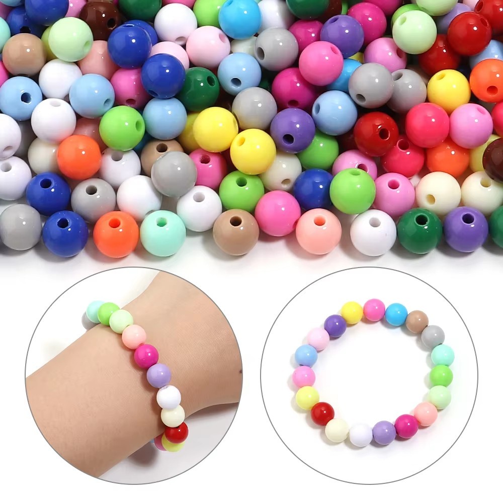 100Pcs Wholesale Lot Acrylic Round Spacer Beads 6-12mm Solid Color DIY Jewelry