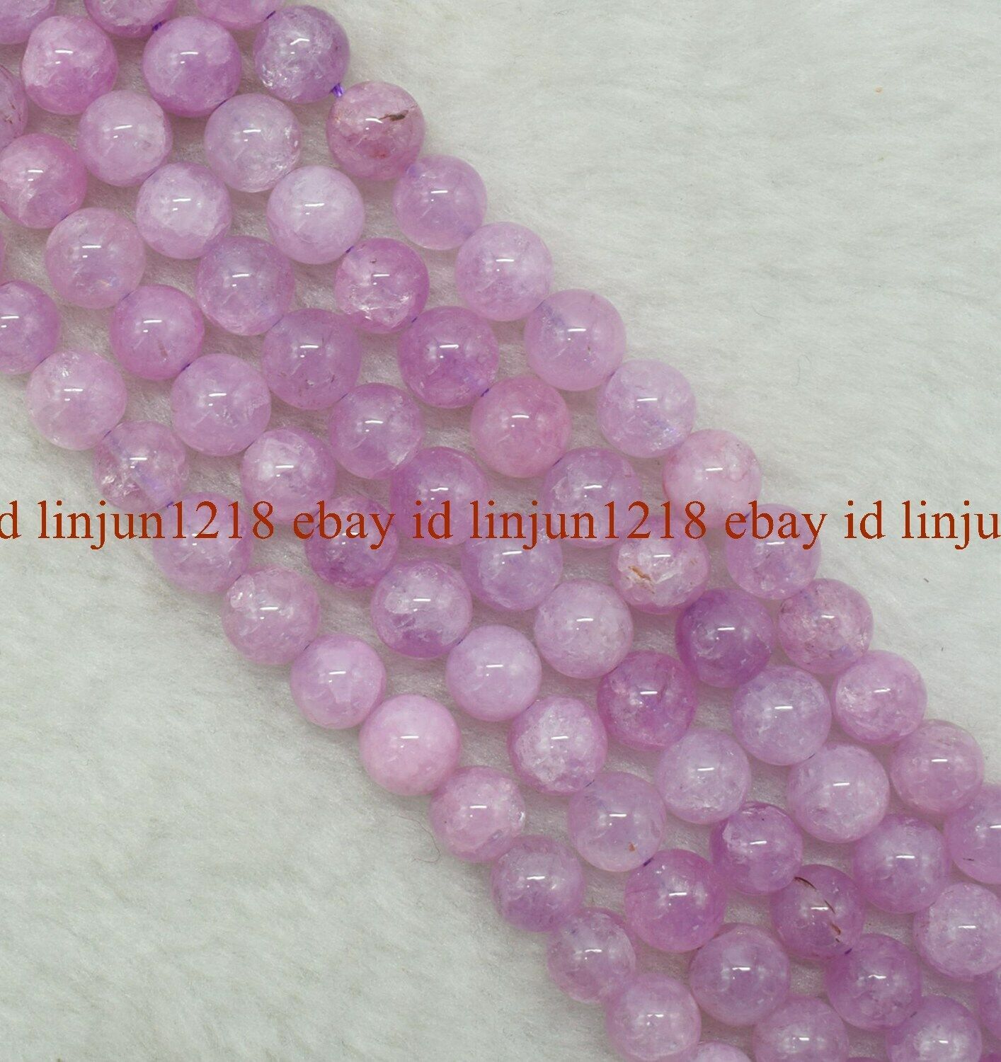 Natural 6/8/10/12mm Purple kunzite Round Gemstone Loose Beads 15″