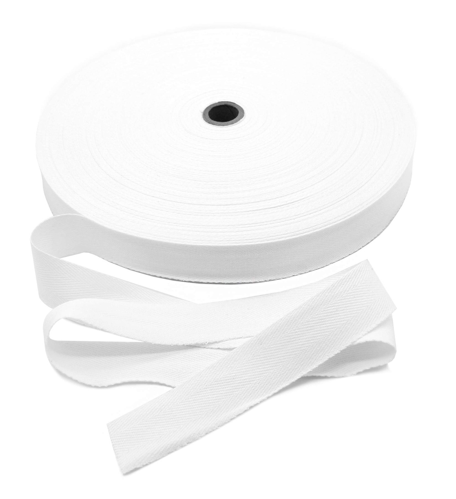 100% Soft Herringbone Twill Tape 1″ White-100 Yard Roll- Made in USA- Herringbon