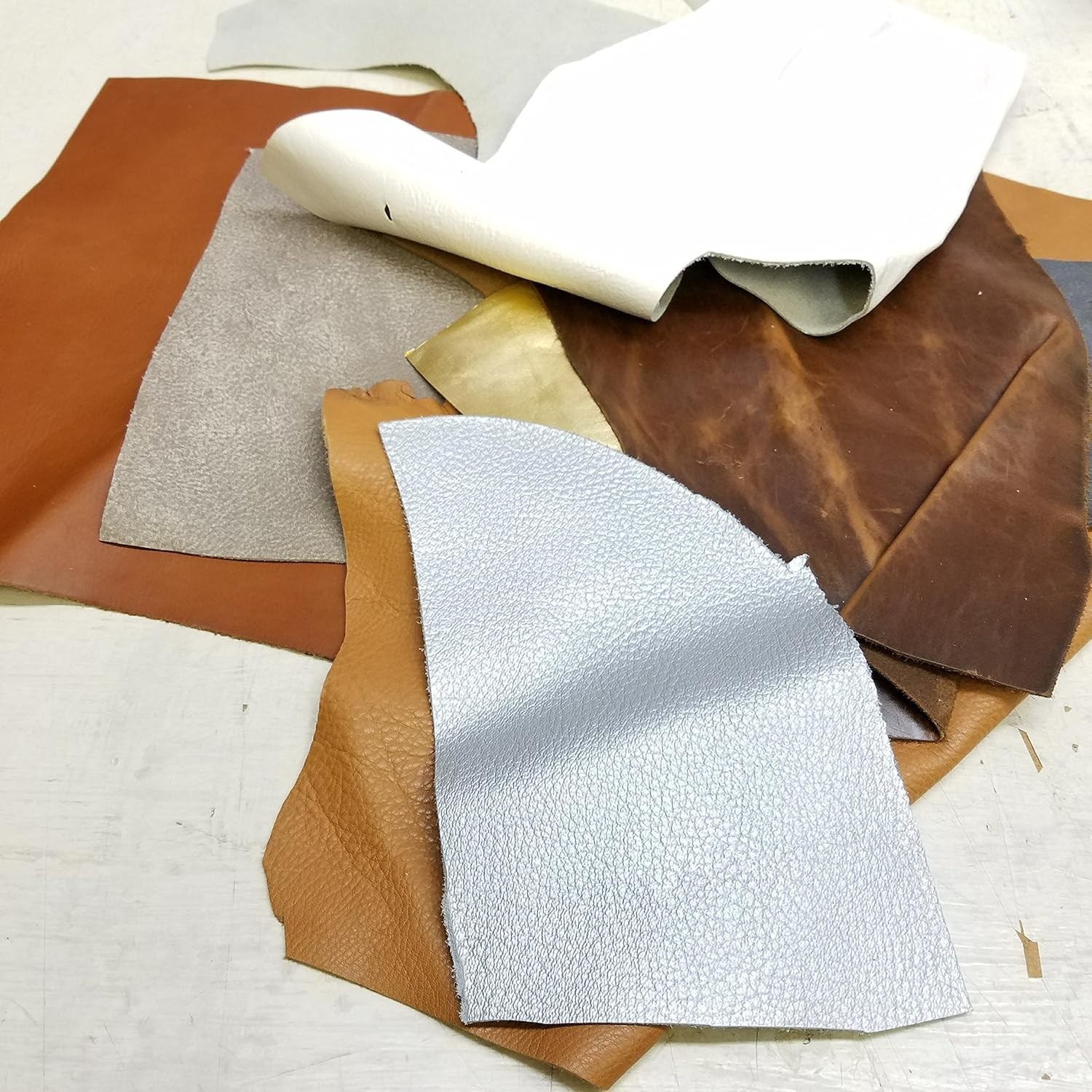 scrap 2 lbs. of remnants trimming Cow hide shoe handbag and upholstery cuts c…
