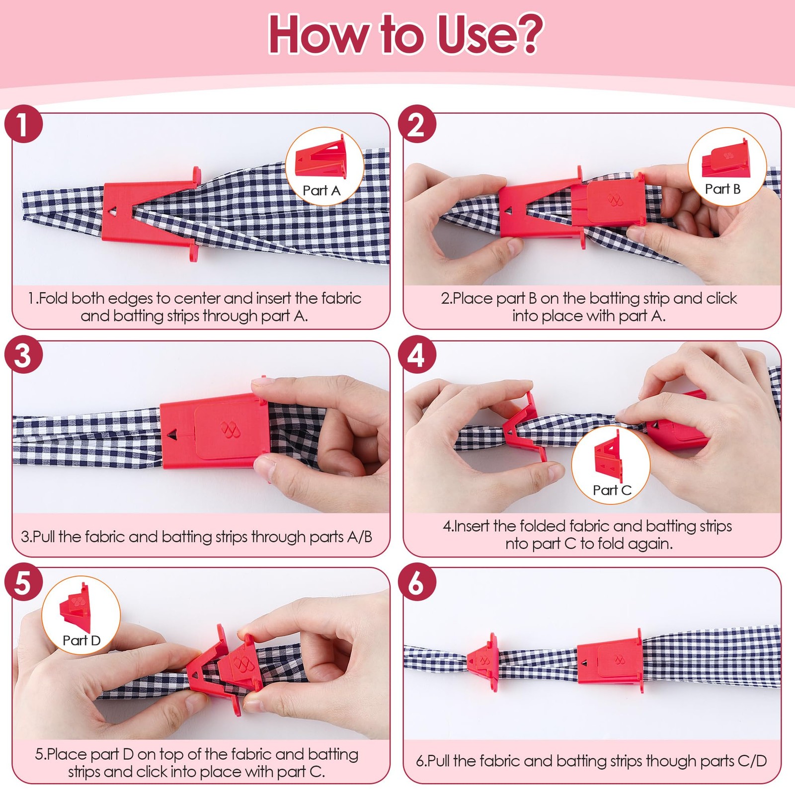 1 Pack Jelly Roll Fabric Tube Maker, Bias Tape Maker for Jelly Roll Rugs, Sew…