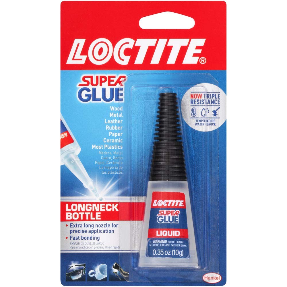 Loctite Super Glue Liquid Longneck Bottle, Clear, 0.35 fl oz Bottle, 2 Pack –