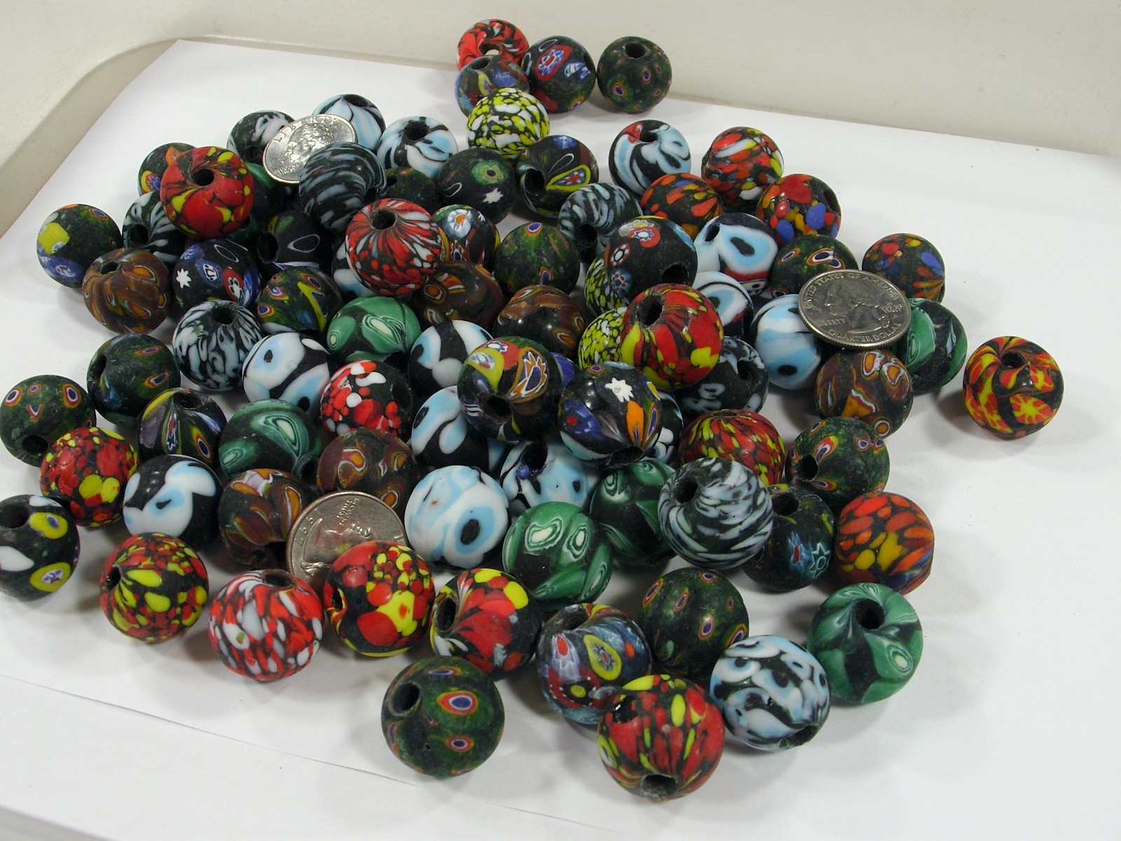 2 Pounds Large Multicolor India Handmade Millefiori Glass Beads Bulk (MNP-12B) ⭐