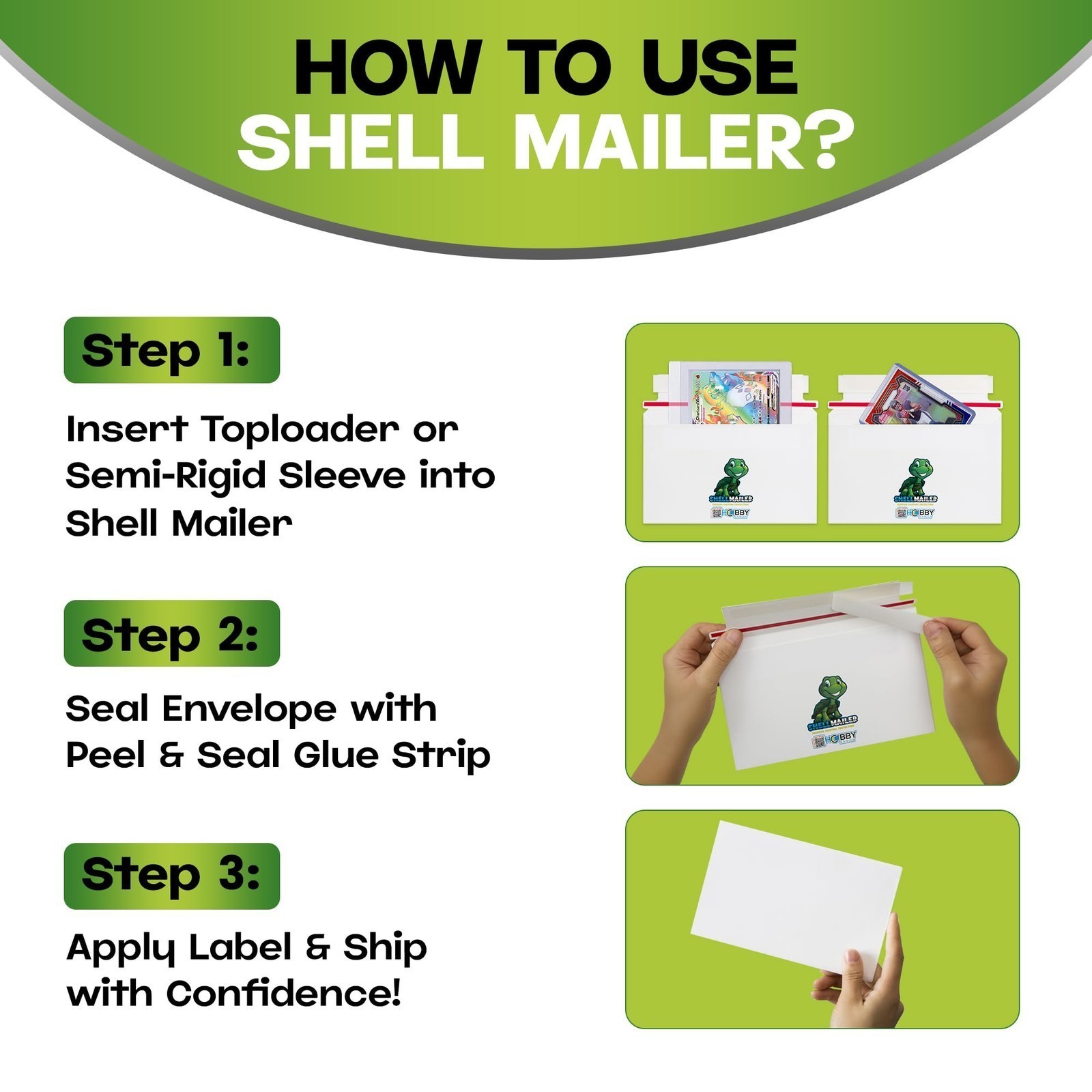 Shell Mailer by Hobby Armor – Premium Trading Card Envelopes – Easy Card Mailers