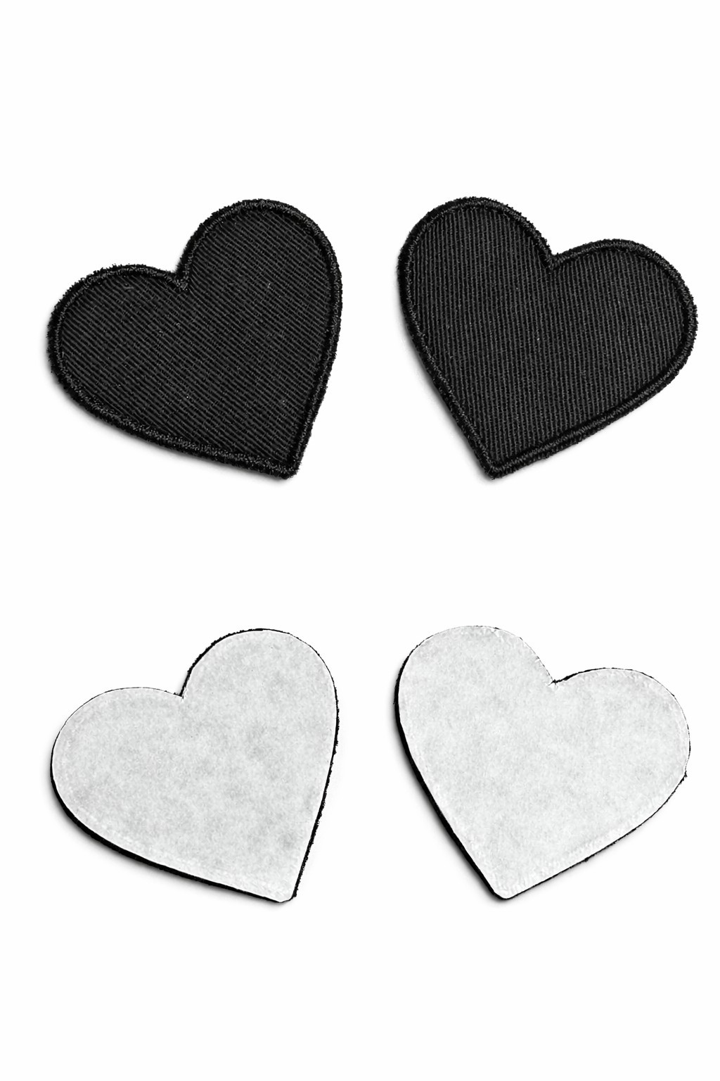 (2 Pack) Heart Iron-On Patch – 1.77 x 1.88 in – Embroidered Applique – Black