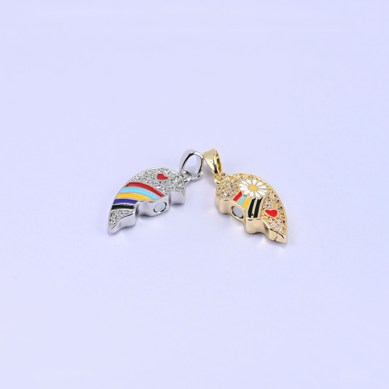 Magnetic Enamel Heart Friendship Zircon Pendants: 18K Gold Plated, Jewelry…