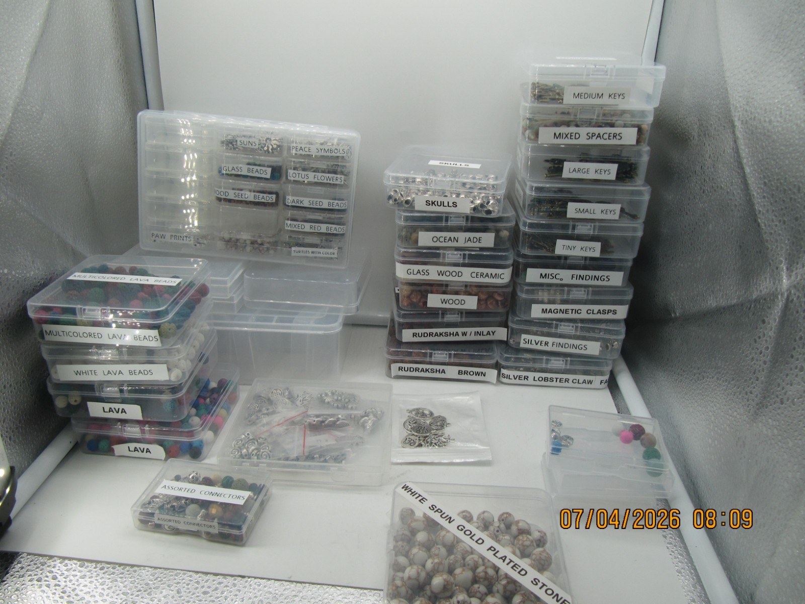 Huge 8# Lot of Various Beads & Jewelry Findings in Organized Containers