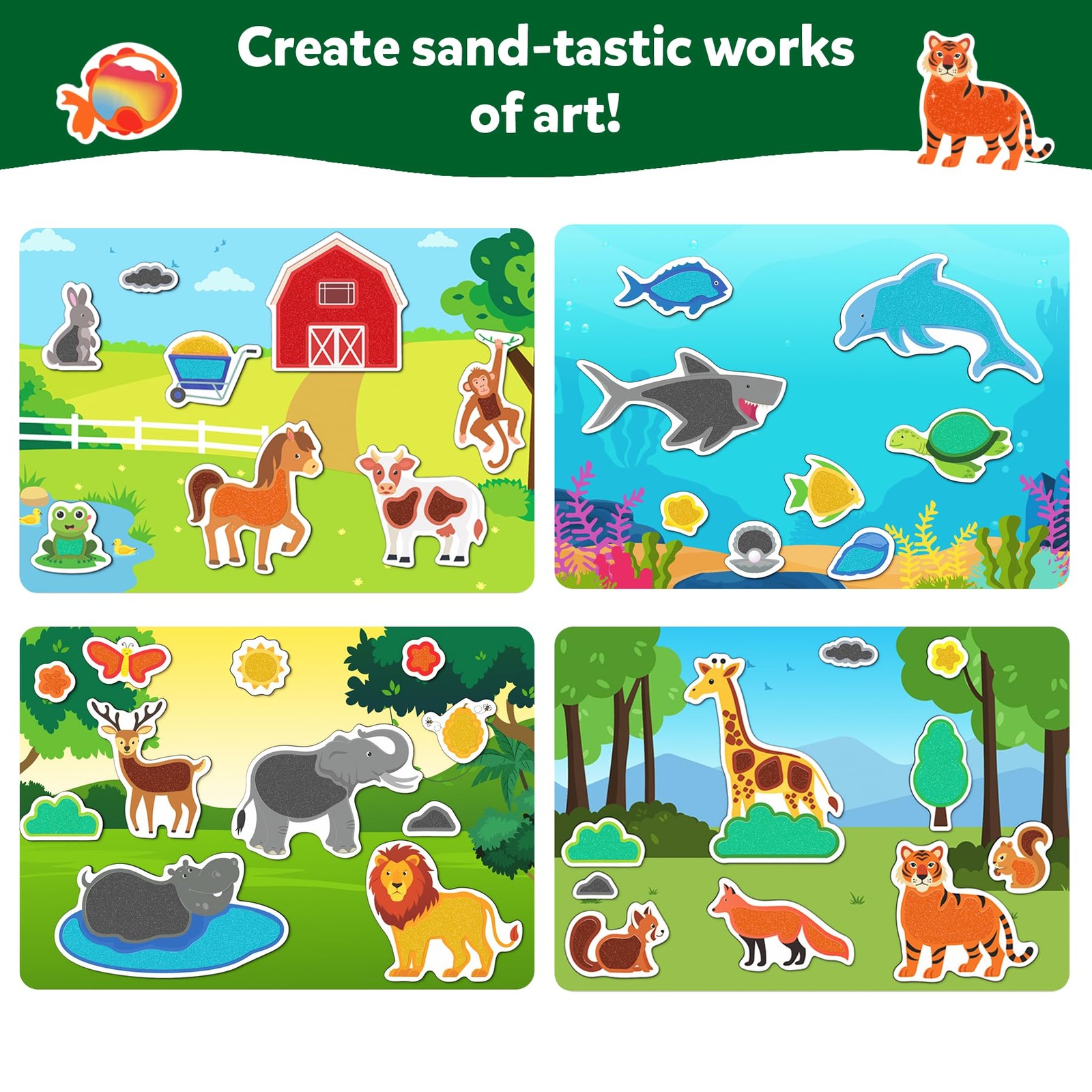 Sand Art Activity – Mess-Controlled DIY Animal Craft Kit with 50+ Colorful St…