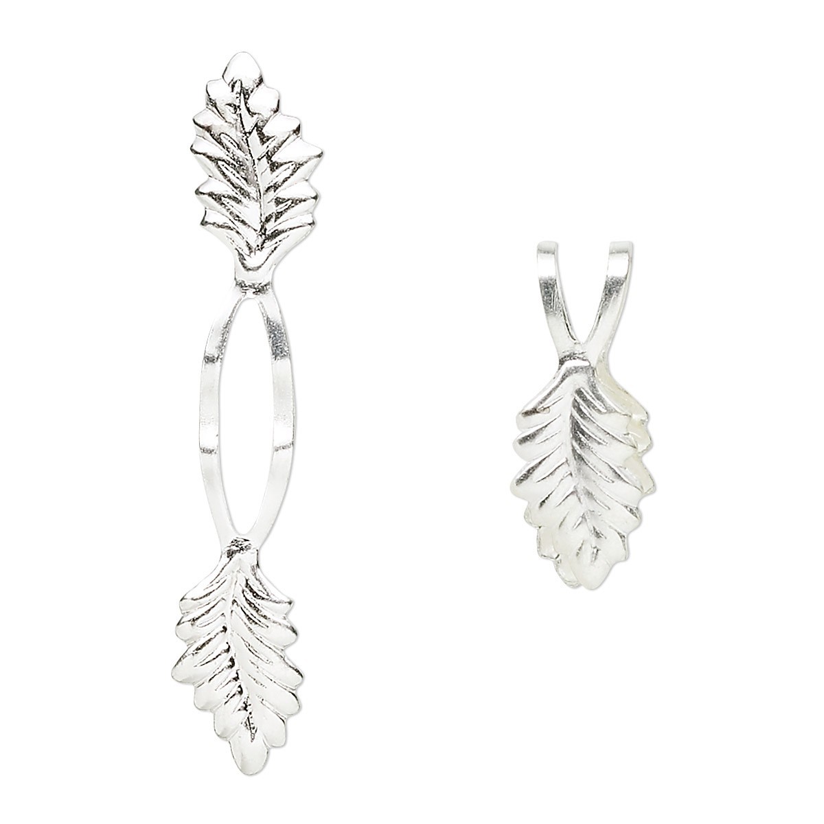 Bail, 144 Silver Plated Brass 19mm Fold Over & Glue on Leaf w/ 10mm Grip Length