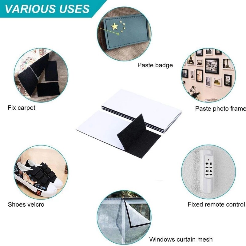 16.5ft Hook Loop Self Adhesive Fastener Tape Heavy Duty Double Sided Sticky Tape