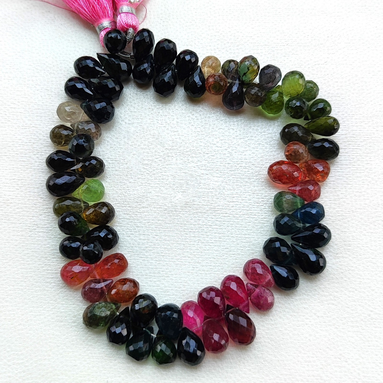 Natural Tourmaline Gemstone 9×6 to 10×7 mm Size Faceted Teardrop Beads 9″ Strand