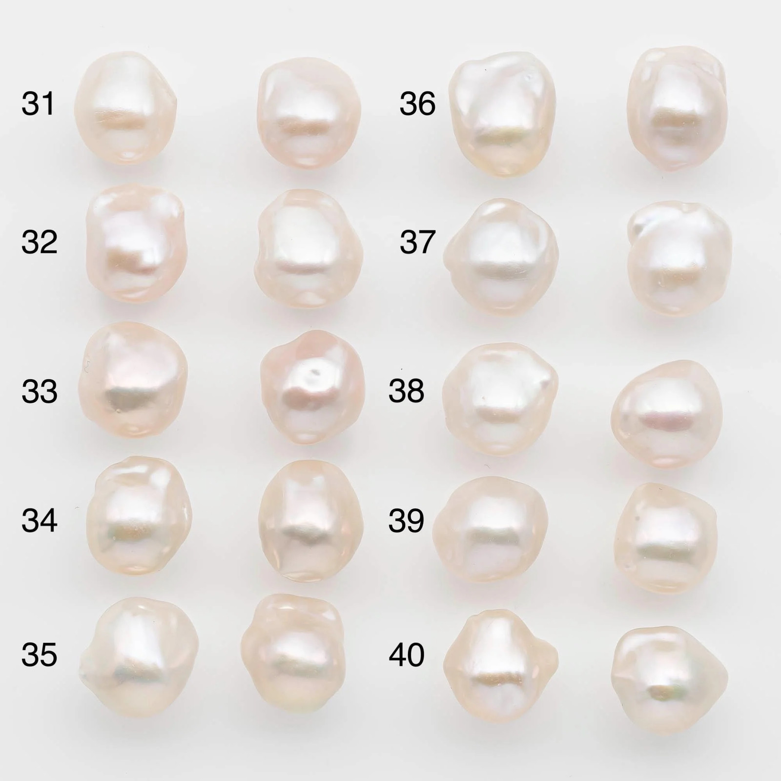 10-12mm Small Size – White Baroque Pearl Matching Pair, High Luster Freshwater
