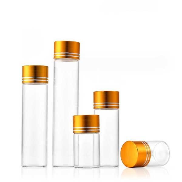 Bulk Buy Empty 5ml-200ml Clear Glass Jar Bottles With Aluminum Gold Line Caps AP