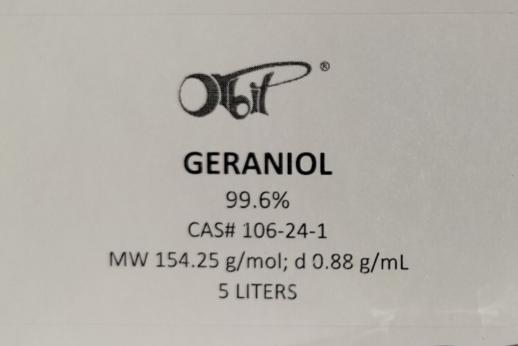 GERANIOL (99.2%) 5000 mL in HDPE Jug [CAS#106-24-1] 5 LITERS Essential Oil Aroma